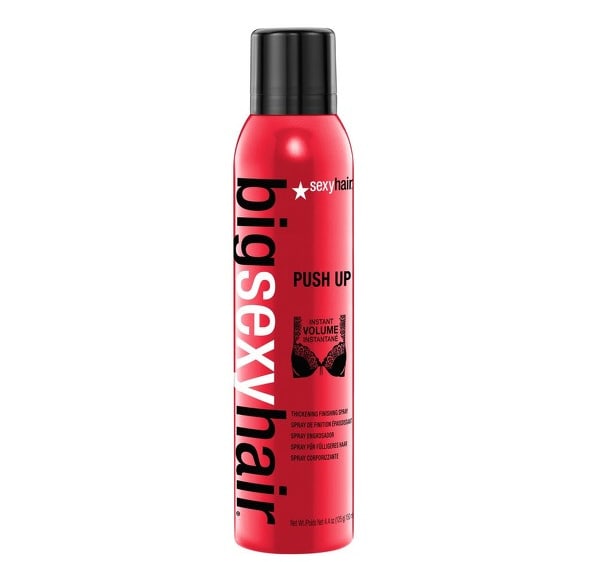 Big Sexy Hair Push Up Thickening Spray If you've got fine, limp hair or you simply want to go BIG this Christmas, Push Up Thickening Spray will give you instant volume and thickness Spray onto dry hair at the roots and push hair in an upward motion to create fuller volume. For extra density, spritz the ends of you hair and tousle with your hands. RRP: £16.95 allbeauty price: £10.95